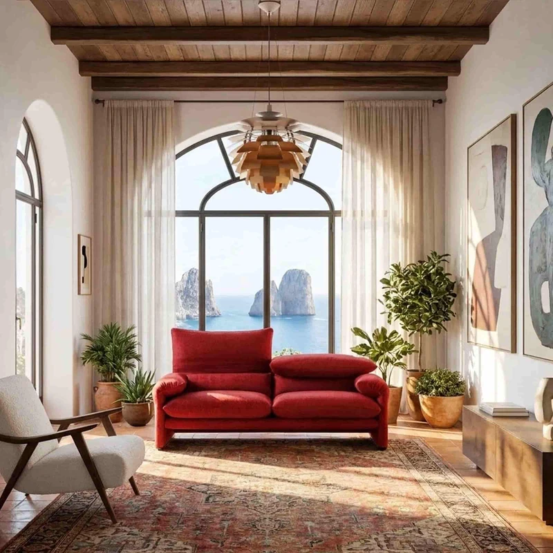 Fabric Two-Seater Sofa MARALUNGA MAXI, designed by Vico Magistretti for Cassina