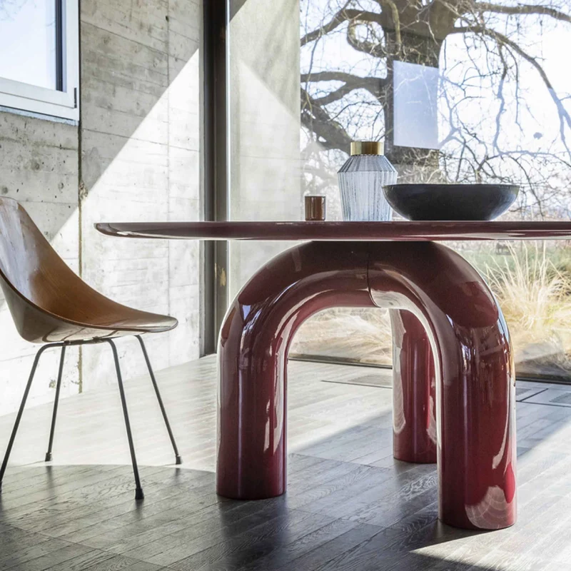 Wood Round Dining Table ELEPHANTE by Marcantonio for Mogg