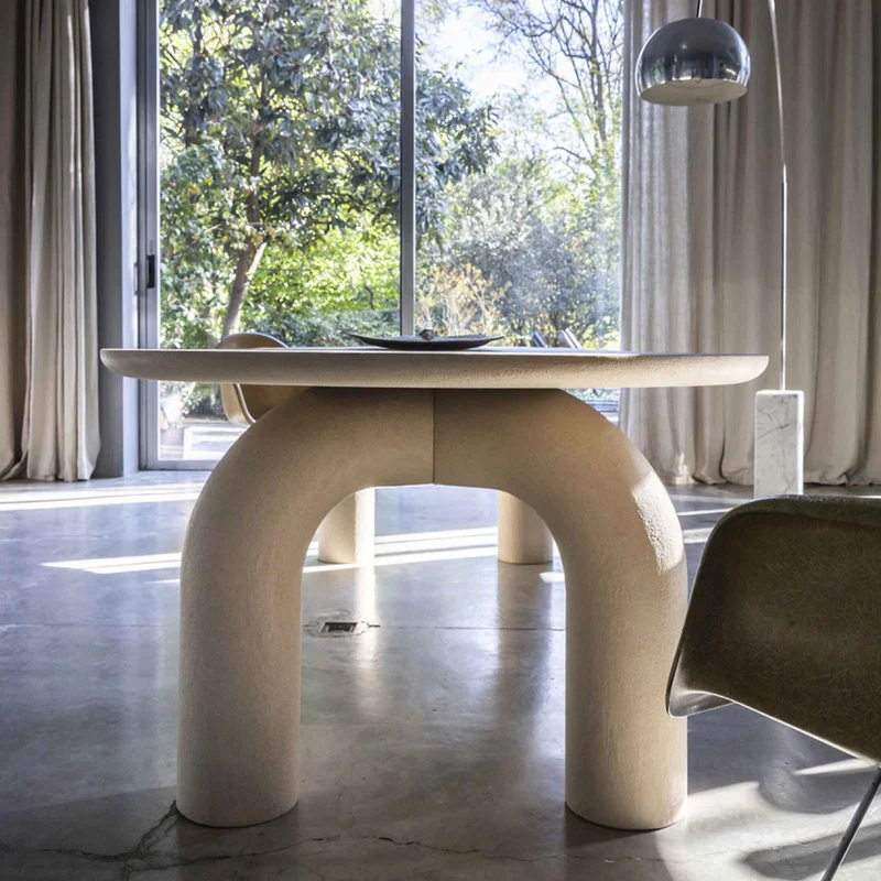 Wood Round Dining Table ELEPHANTE by Marcantonio for Mogg