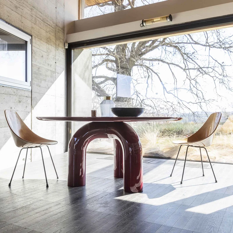 Wood Round Dining Table ELEPHANTE by Marcantonio for Mogg