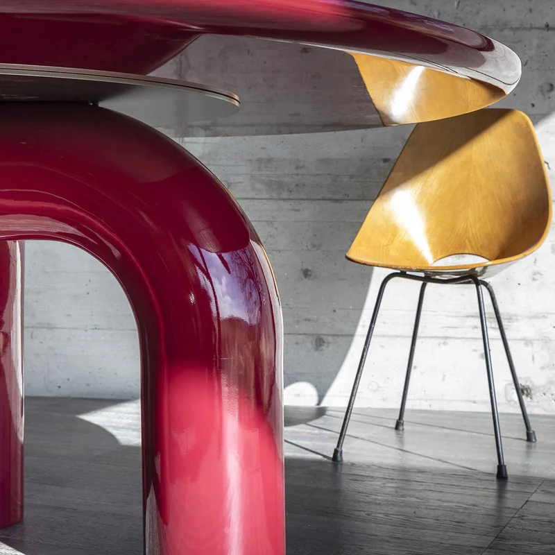 Wood Round Dining Table ELEPHANTE by Marcantonio for Mogg