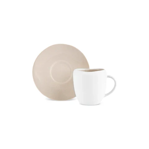 Karaca Earth Collection New Cupid Reactive Glaze Espresso Türkischer Kaffeetassen-Set, 90 ml, Für 1 Person, Beige-Weiß