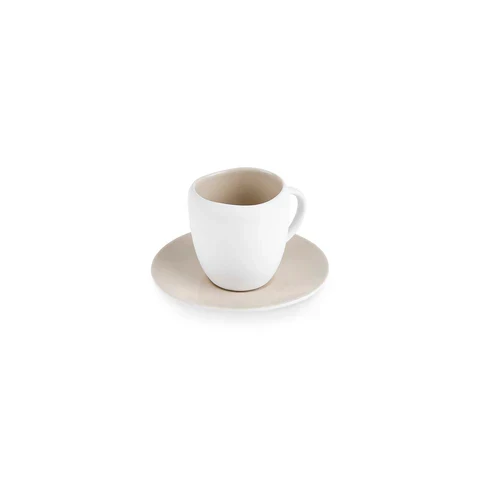 Karaca Earth Collection New Cupid Reactive Glaze Espresso Türkischer Kaffeetassen-Set, 90 ml, Für 1 Person, Beige-Weiß