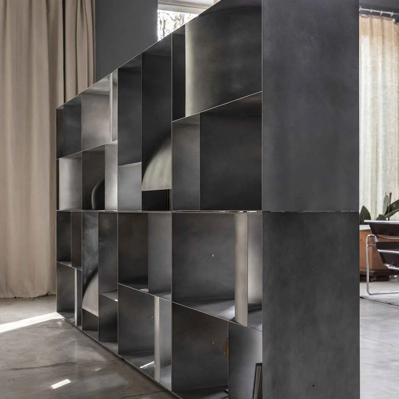 Double Sided Metal Floor Standing Bookcase JUDD BASE by Alessandro Di Prisco for Mogg
