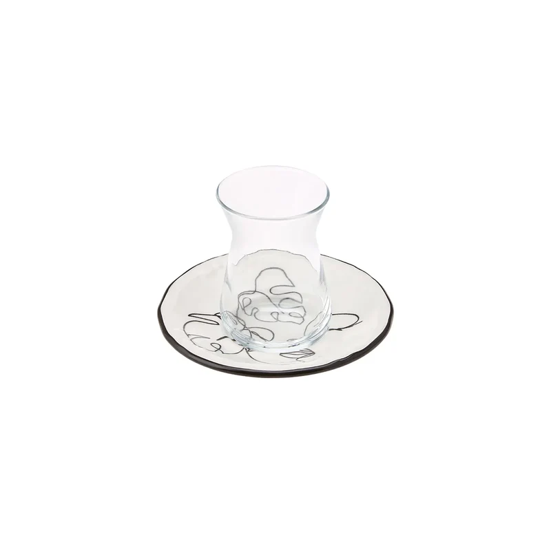 Karaca Face 12-teiliges Türkisches Teeset für 6 Personen, 132 ml, Mehrfarbig