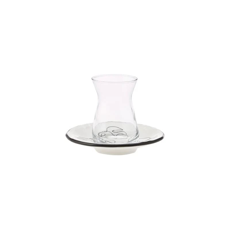 Karaca Face 12-teiliges Türkisches Teeset für 6 Personen, 132 ml, Mehrfarbig