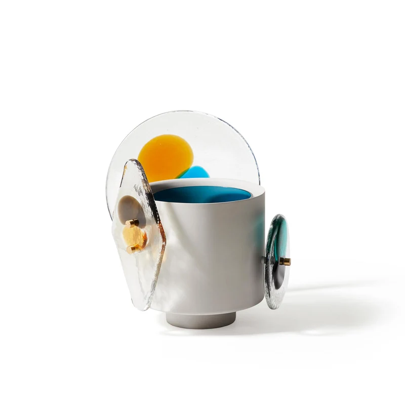Painted Brass and Murano Glass Vase COLOURDISC, designed by Bethan Laura Wood for Cassina
