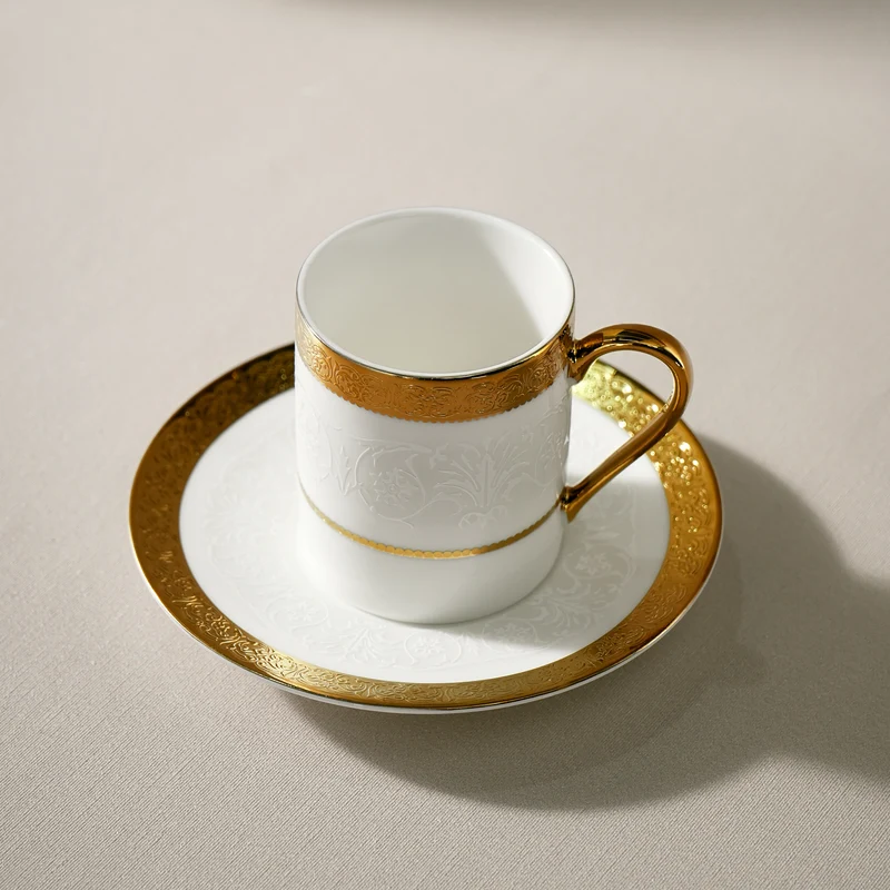 Karaca Royal Bone Victoria Kaffeetassenset für 6 Personen, 90 ml