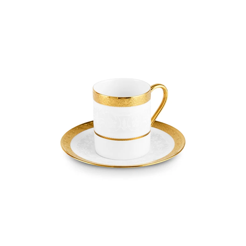 Karaca Royal Bone Victoria Kaffeetassenset für 6 Personen, 90 ml