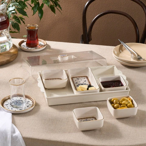 Karaca Elena 7-teiliges Keramik-Frühstücksset, Mehrfarbig