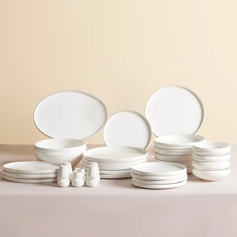 Karaca Red Carpet Collection Streamline New Sunset Gold für 12 Personen Geschirrset, 59 Teilig, New Generation Bone