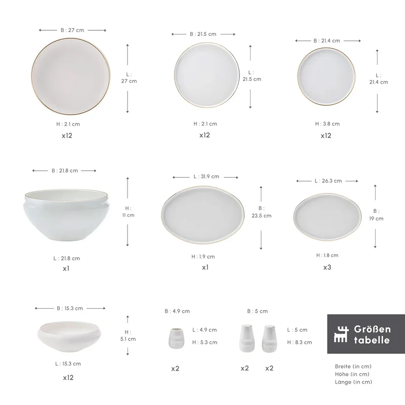 Karaca Red Carpet Collection Streamline New Sunset Gold für 12 Personen Geschirrset, 59 Teilig, New Generation Bone