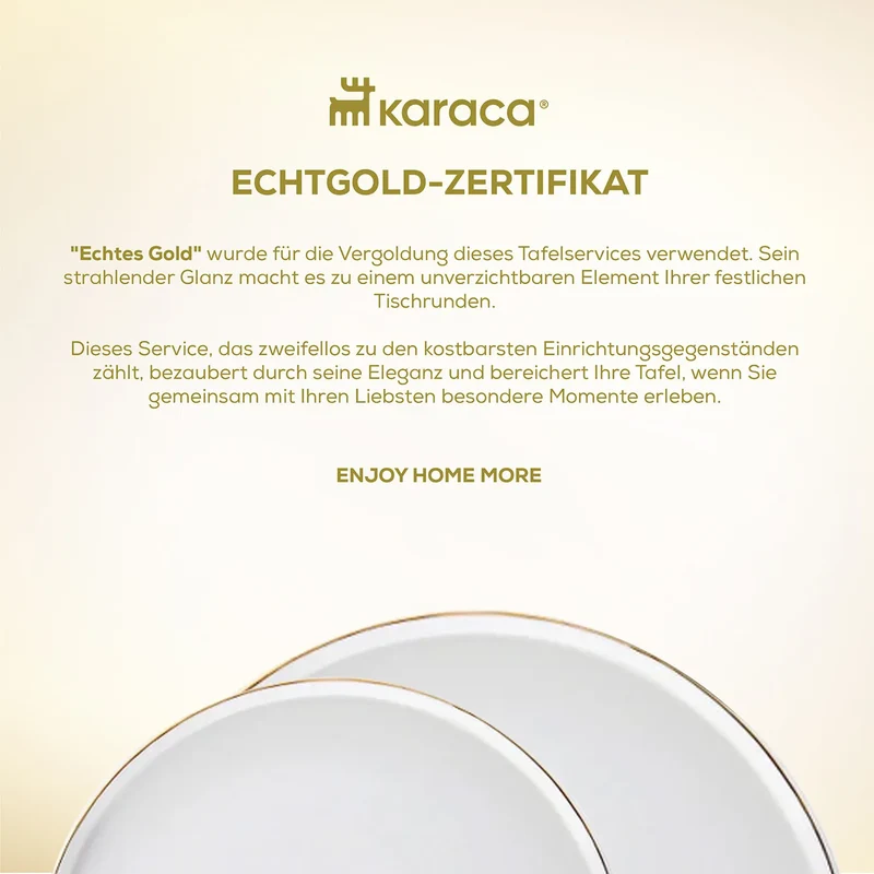 Karaca Red Carpet Collection Streamline New Sunset Gold für 12 Personen Geschirrset, 59 Teilig, New Generation Bone