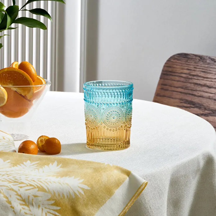 Karaca Sunflower Wasserglas 250 ml, Blau Gelb