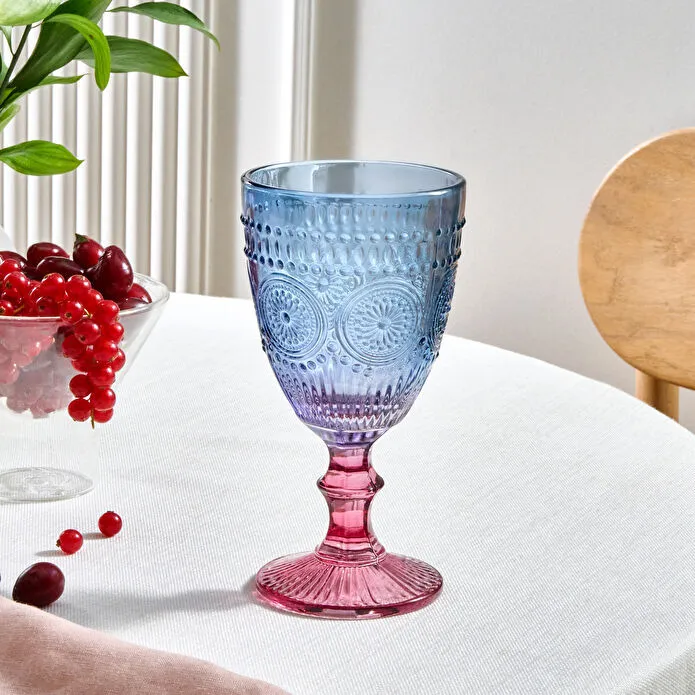 Karaca Sunflower Weinglas 314 ml, Blau Rosa