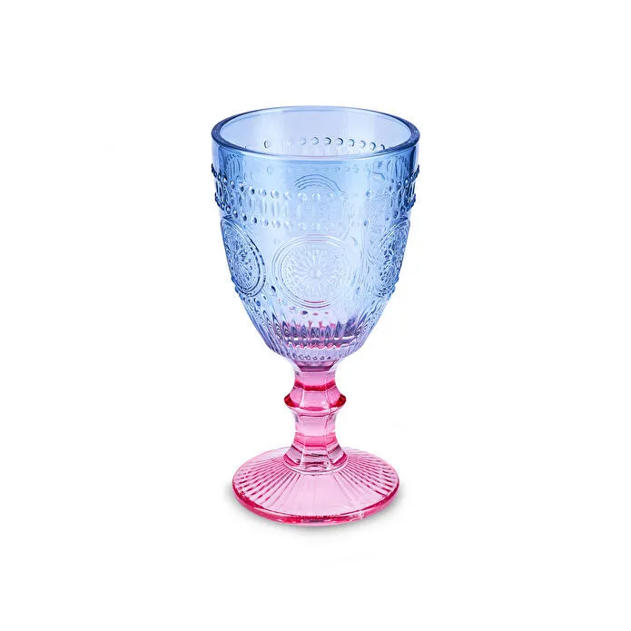 Karaca Sunflower Weinglas 314 ml, Blau Rosa