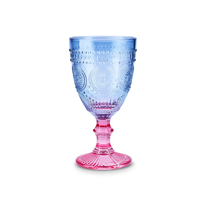 Karaca Sunflower Weinglas 314 ml, Blau Rosa