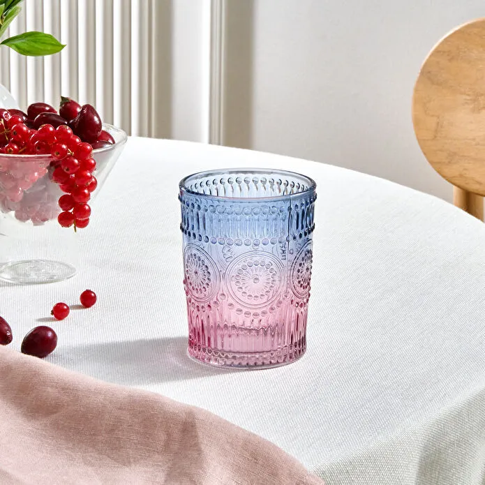 Karaca Sunflower Wasserglas 250 ml, Blau Rosa