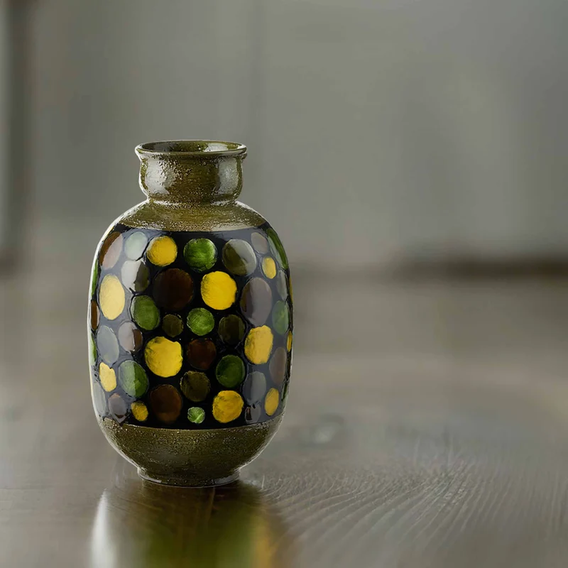 Ceramic Vase VASO VERDE CON CERCHI by Aldo Londi for Bitossi Ceramiche - Limited Edition