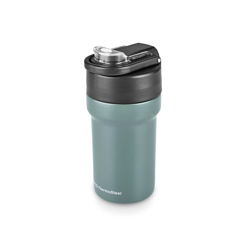 Karaca Thermosteel Camping 2-in-1 Edelstahl-Thermosflasche 450 ml Khaki