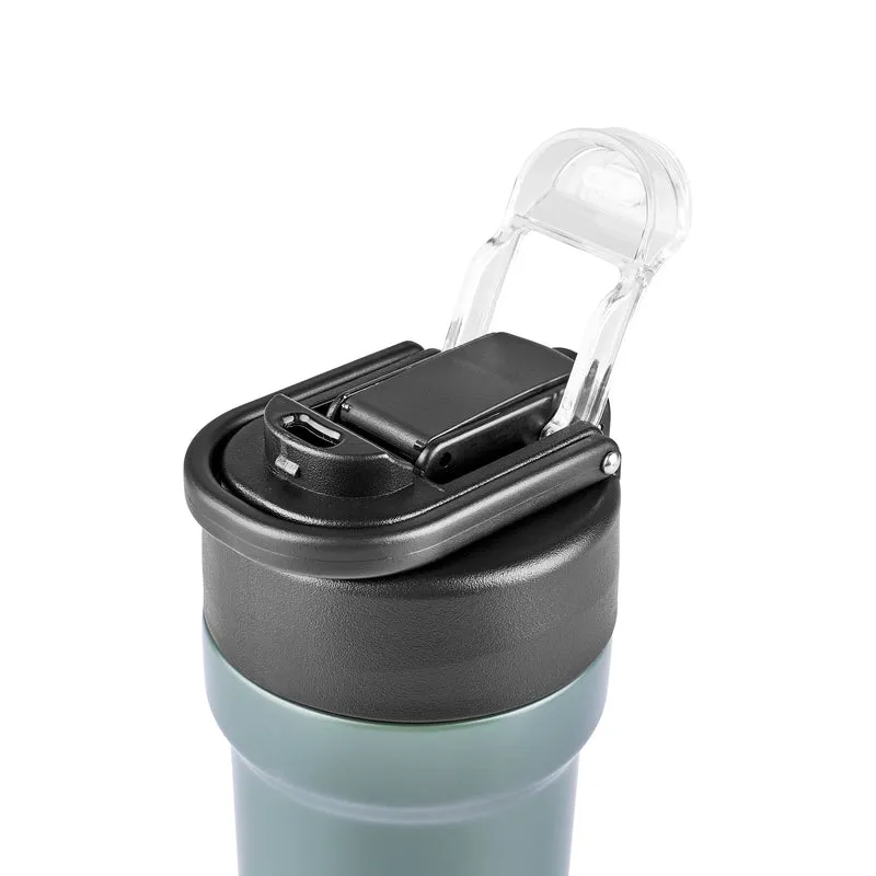Karaca Thermosteel Camping 2-in-1 Edelstahl-Thermosflasche 450 ml Khaki