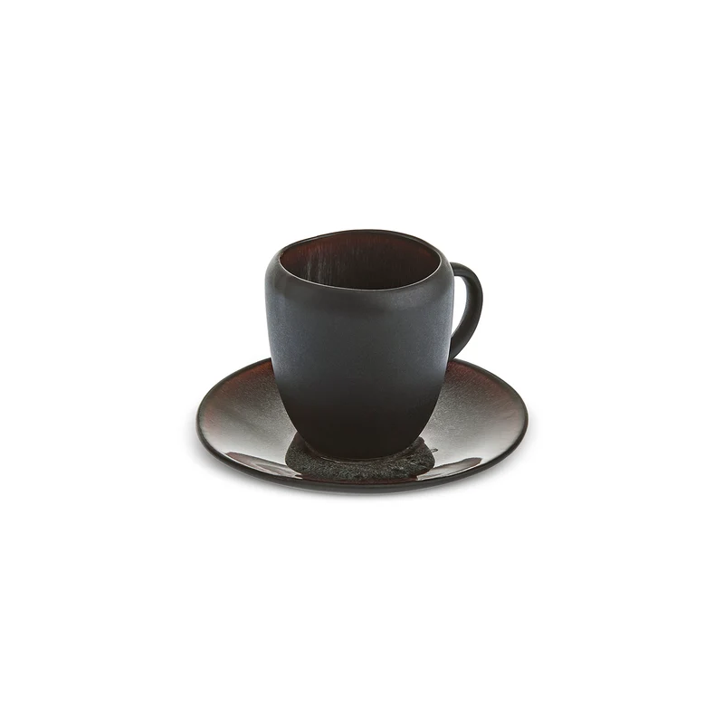 Karaca Earth Collection New Galactic, 2-teiliges Kaffeetassen-Set für 1 Personen, 100ML, Schwarz