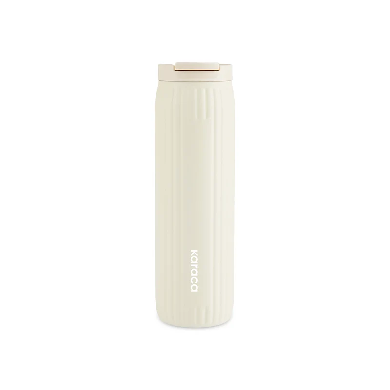 Karaca Rimo Auslaufsicherer Edelstahl-Thermos 600 ml Creme