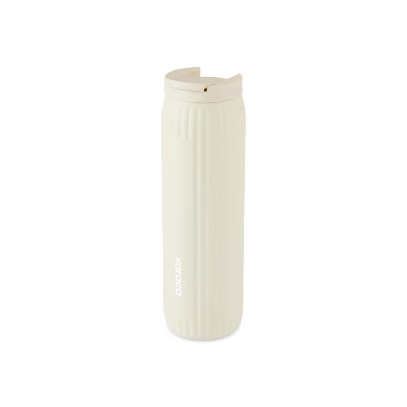 Karaca Rimo Auslaufsicherer Edelstahl-Thermos 600 ml Creme