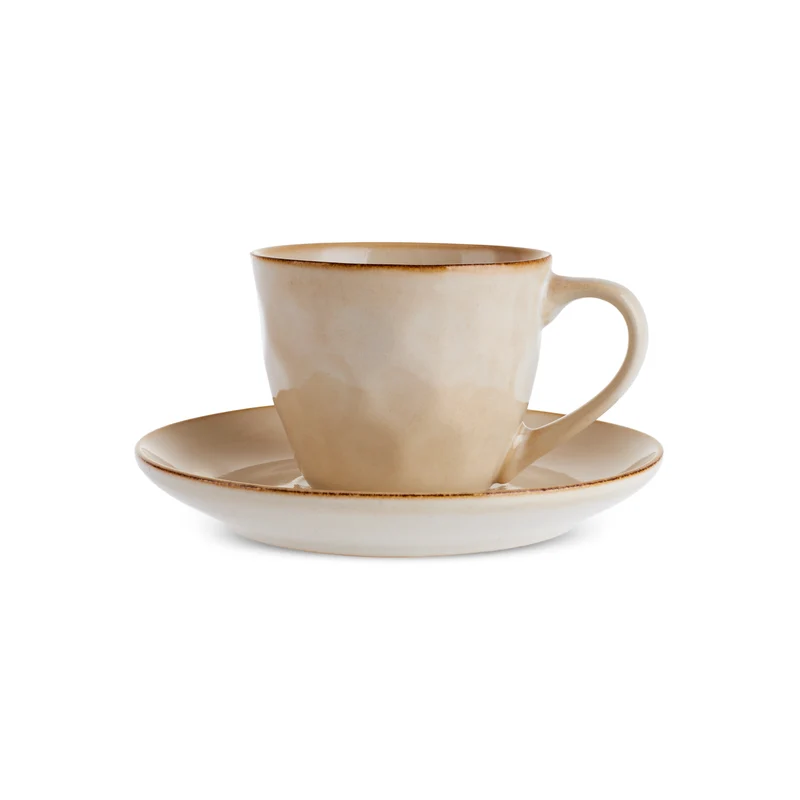 Karaca Aria Teetasse mit Untertasse mit Reaktivglasur, 230 ml, Beige