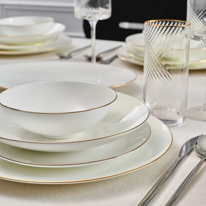 Karaca Fine Pearl Extra Chanak 55-teiliges Tafelservice für 12 Personen, Gold
