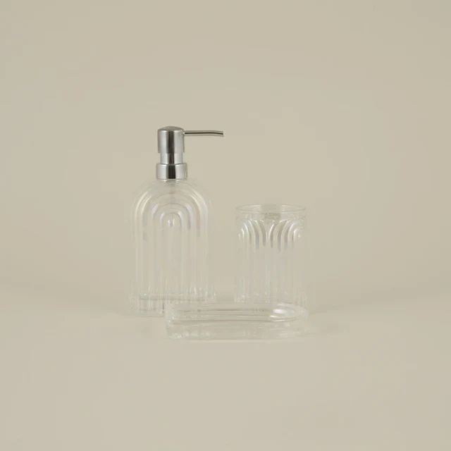 Karaca Home Lenna 3-teiliges Badezimmer-Accessoire-Set, Naturfarben
