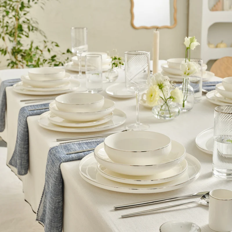 Karaca Red Carpet Collection Stream Bone Merope 53-teiliges 12-Personen Geschirrset Platin