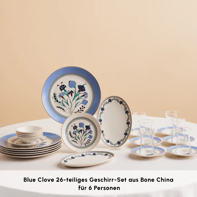 Karaca Blue Clove 26-Teiliges 6-Personen Frühstücksgeschirr