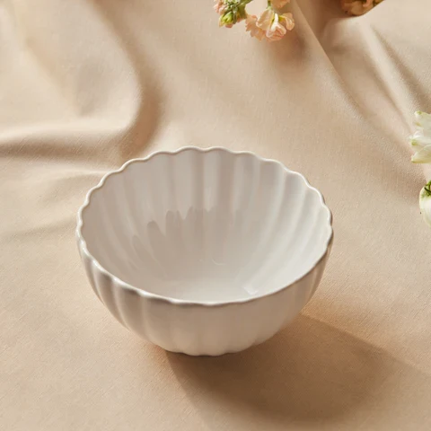Karaca New Daisy Müsli-/Suppenschale aus Steinzeug mit Reaktivglasur, 15,5 cm, Weiß