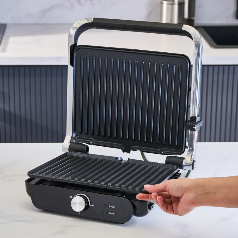 Homend Grilliant 1366H Toaster und Grill mit herausnehmbarer Gusseisenplatte und Edelstahlgehäuse