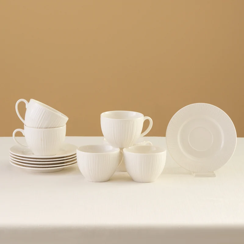 Karaca Anna Embossed Teetassen-Set für 6 Personen, 220 ml