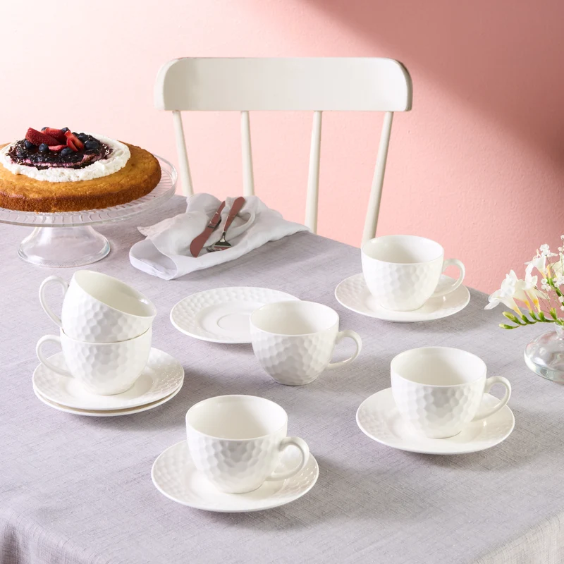 Karaca Nora Embossed Teetassen-Set für 6 Personen, 220 ml