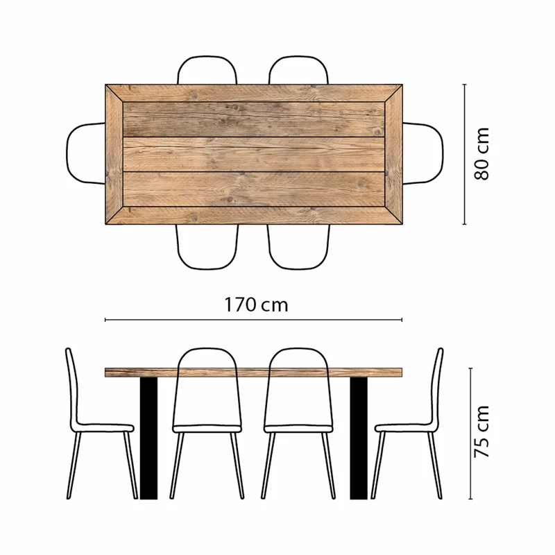 Reclaimed Wood Dining Table MAXIMO Six Seater by Giuseppe Mazzardi for Inventoom