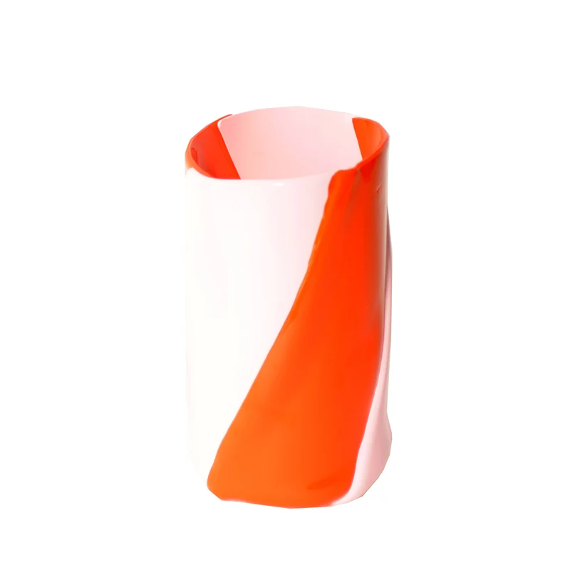 Resin Vase TWIRL Orange and Pink by Enzo Mari for Lezioni