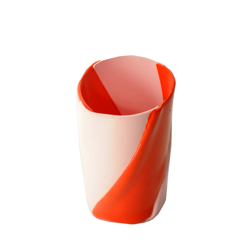 Resin Vase TWIRL Orange and Pink by Enzo Mari for Lezioni