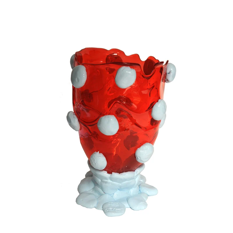 Resin Vase NUGGET Red and Light Blue by Gaetano Pesce for Fish Design