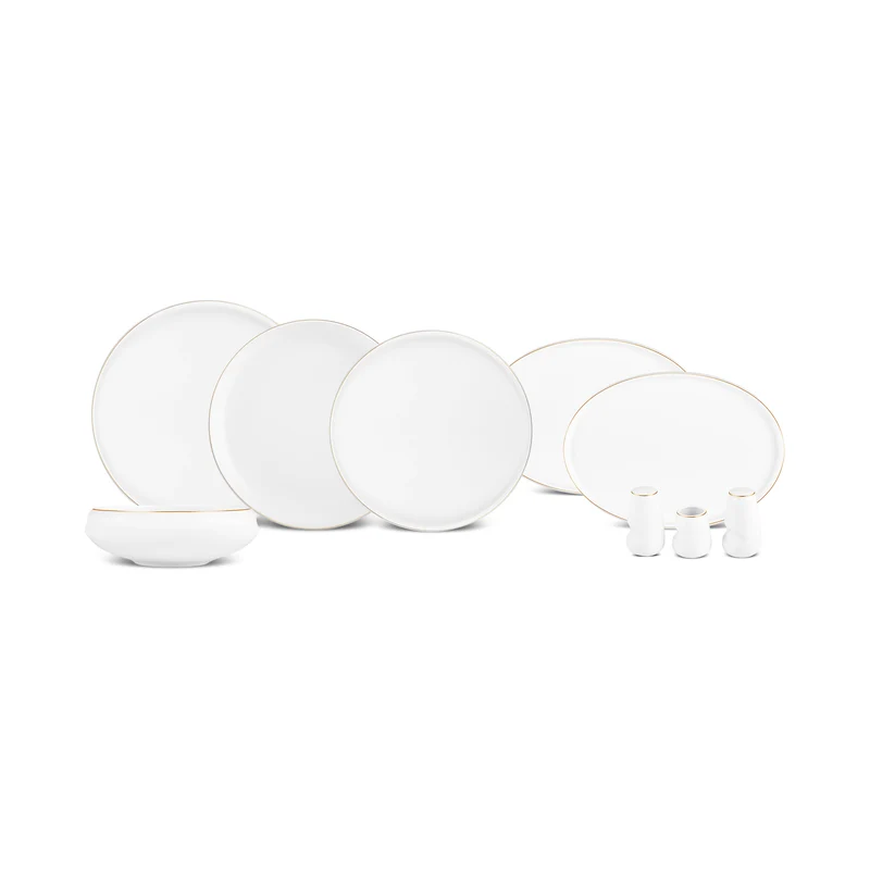 Karaca Stream Bone China Sunset 53-teiliges Servierset für 12 Personen, Gold