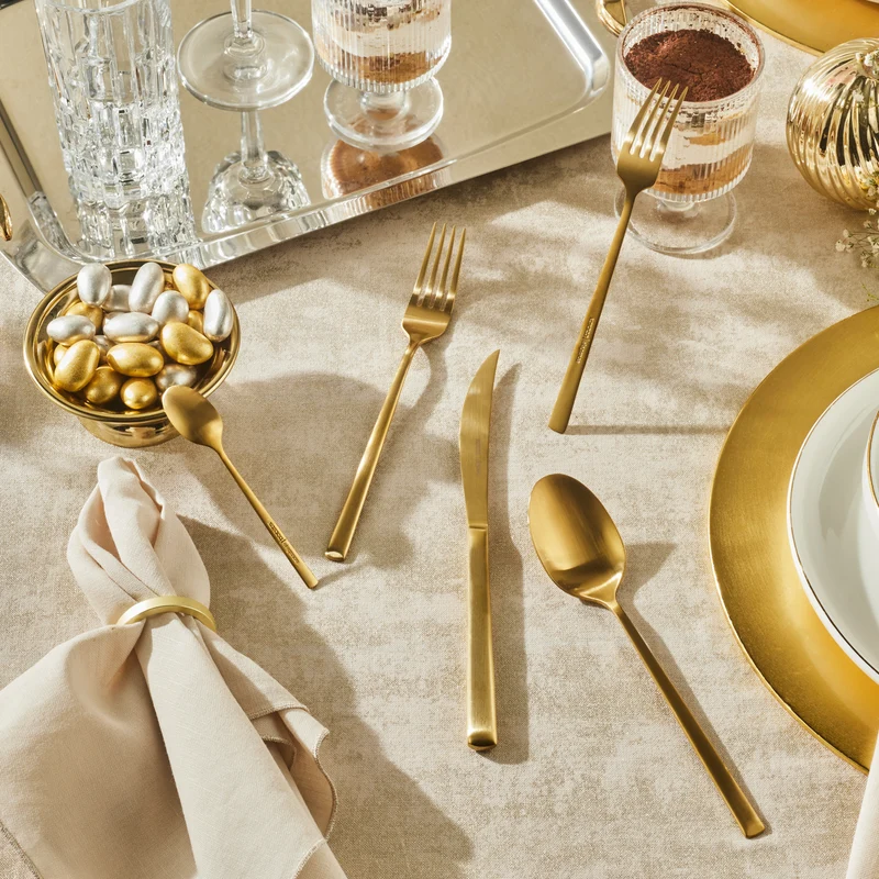 Karaca Tivoli Matte Gold 6-Personen 30-teiliges Besteckset