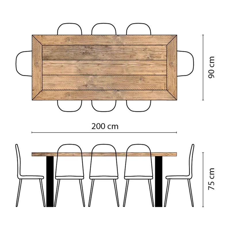Reclaimed Wood Dining Table MAXIMO Eight Seater by Giuseppe Mazzardi for Inventoom