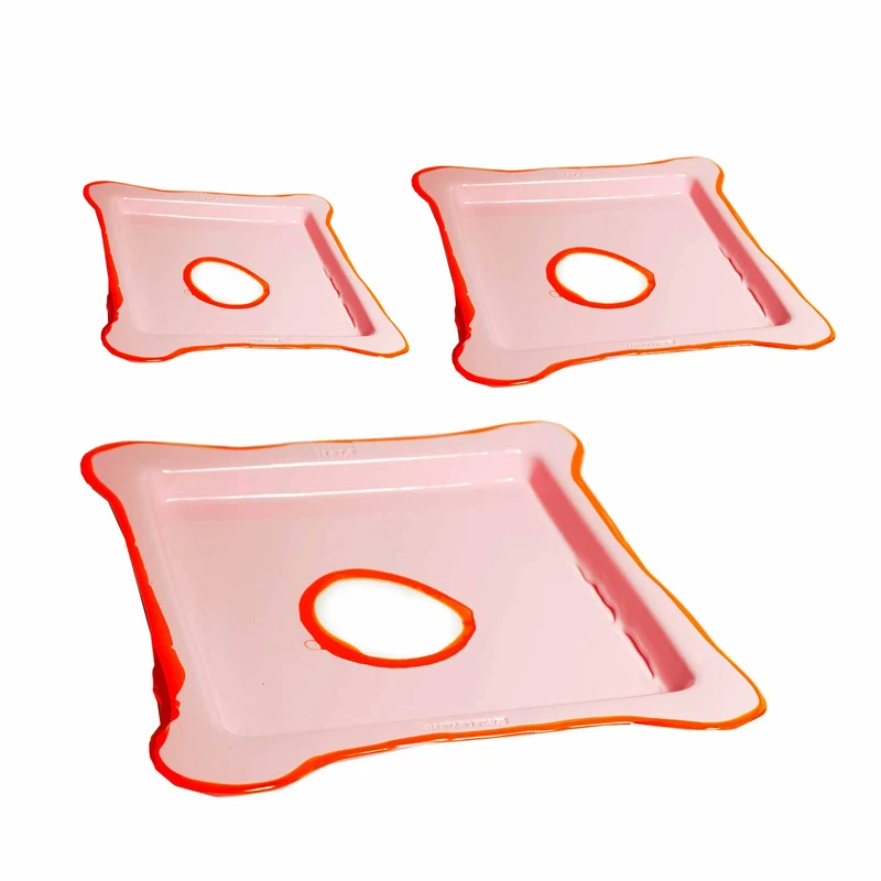 Resin Square Tray TRY-TRAY Pink Set of Three by Gaetano Pesce for Fish Design