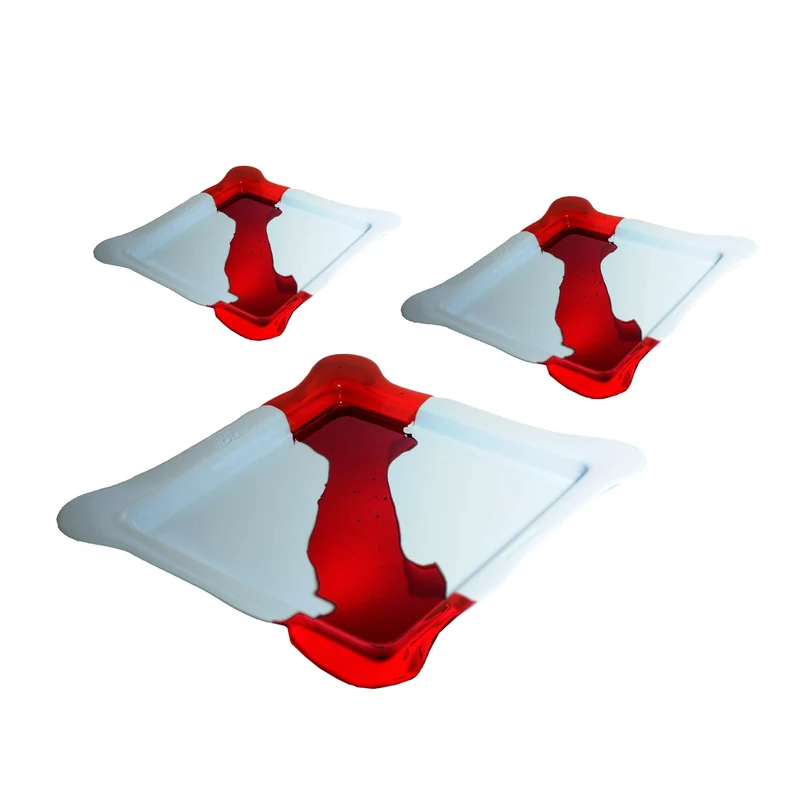 Resin Square Tray TRY-TRAY Light Blue Set of Three by Gaetano Pesce for Fish Design