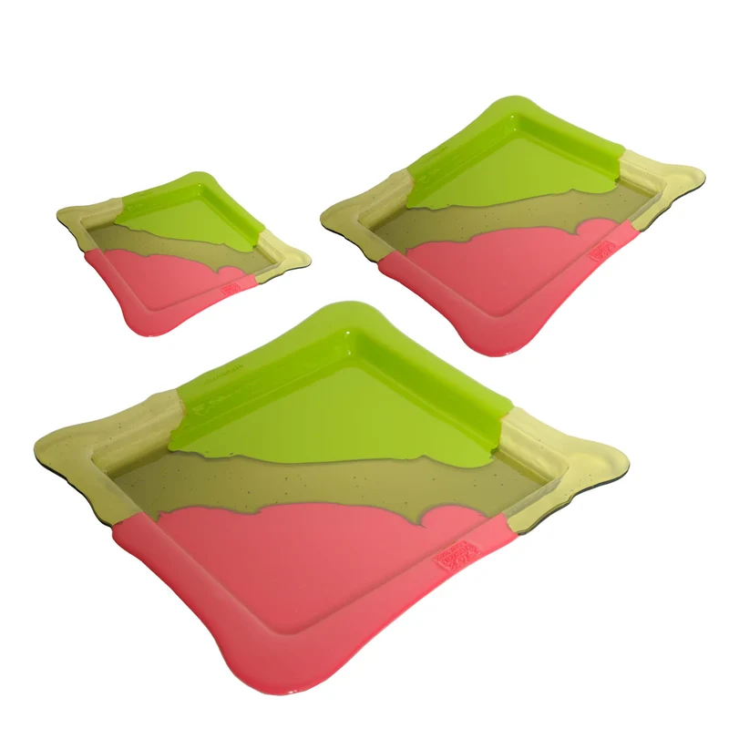 Resin Square Tray TRY-TRAY Light Green Set of Three by Gaetano Pesce for Fish Design
