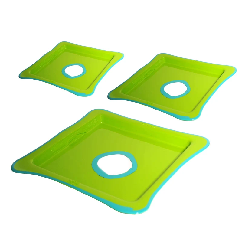 Resin Square Tray TRY-TRAY Green Set of Three by Gaetano Pesce for Fish Design