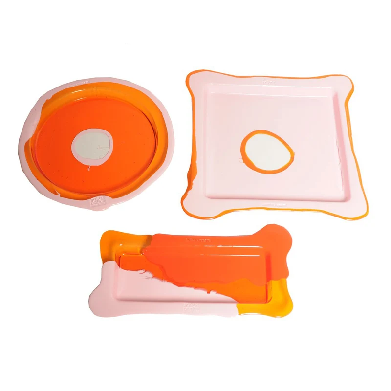 Resin Rectangular Tray TRY-TRAY Orange and Pink by Gaetano Pesce for Fish Design