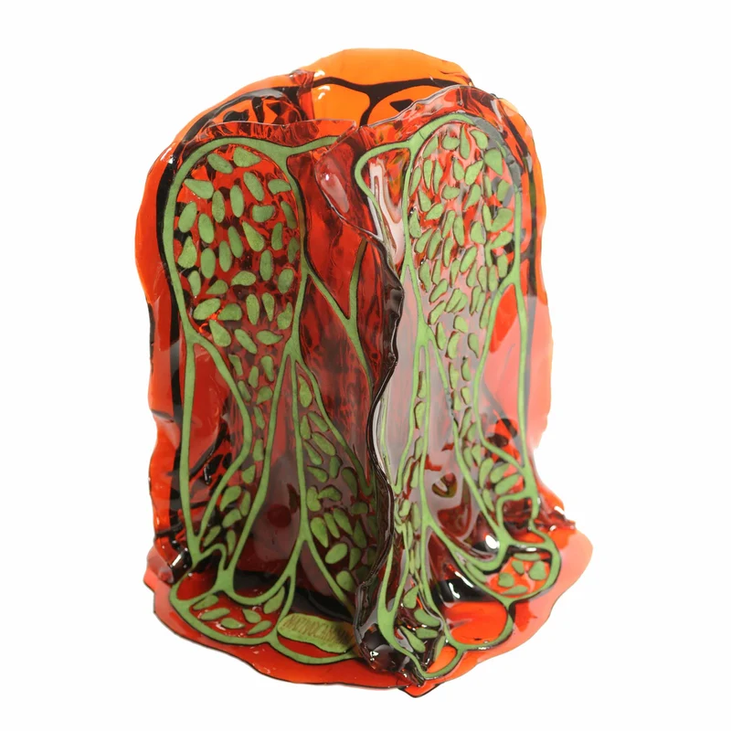 Leather and Resin Vase OLODUM by Fratelli Campana for NativoCampana